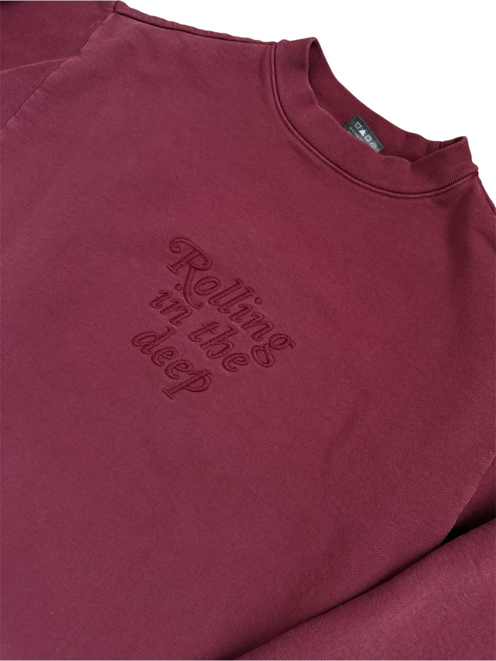 Adele “Rolling in the Deep” Maroon Embroidered Crewneck Sweatshirt, Women’s Smal